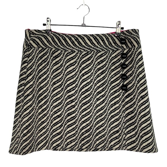 Milly Black Cream 100% Wool Short A-line Skirt Women's Sz 12 - Picture 1 of 6